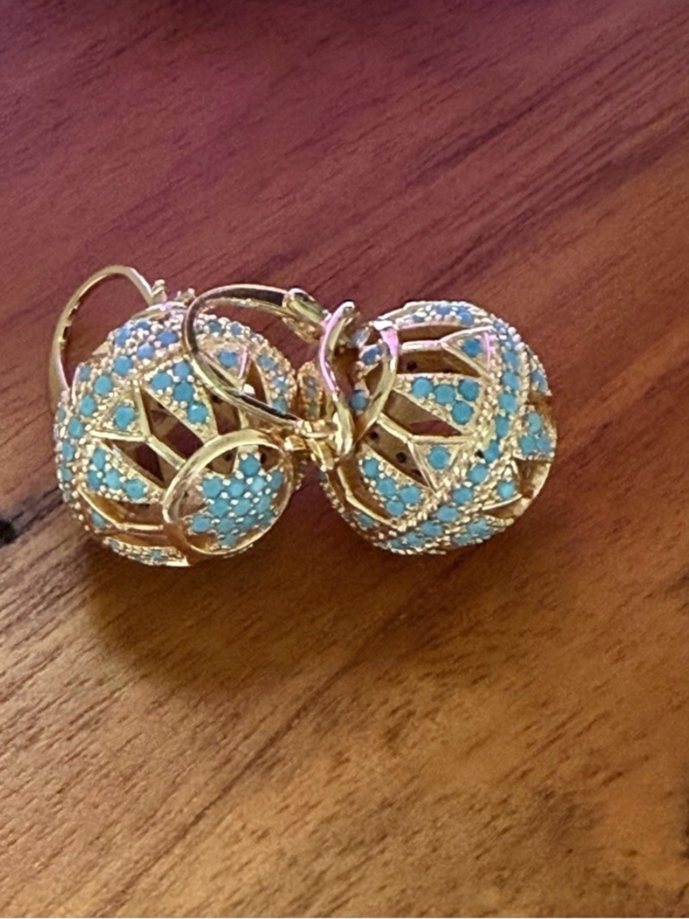 Gold-Tone Turquoise Globe Drop Earrings